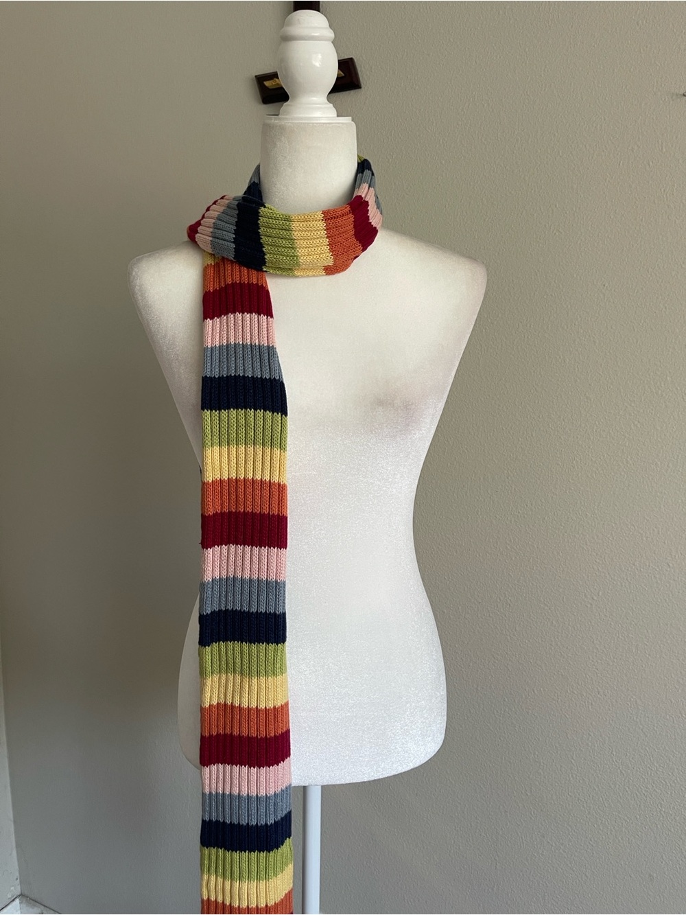 Next Era Rainbow Ribbed Knit Scarf in Navy, Red, Pink, Yellow & Green